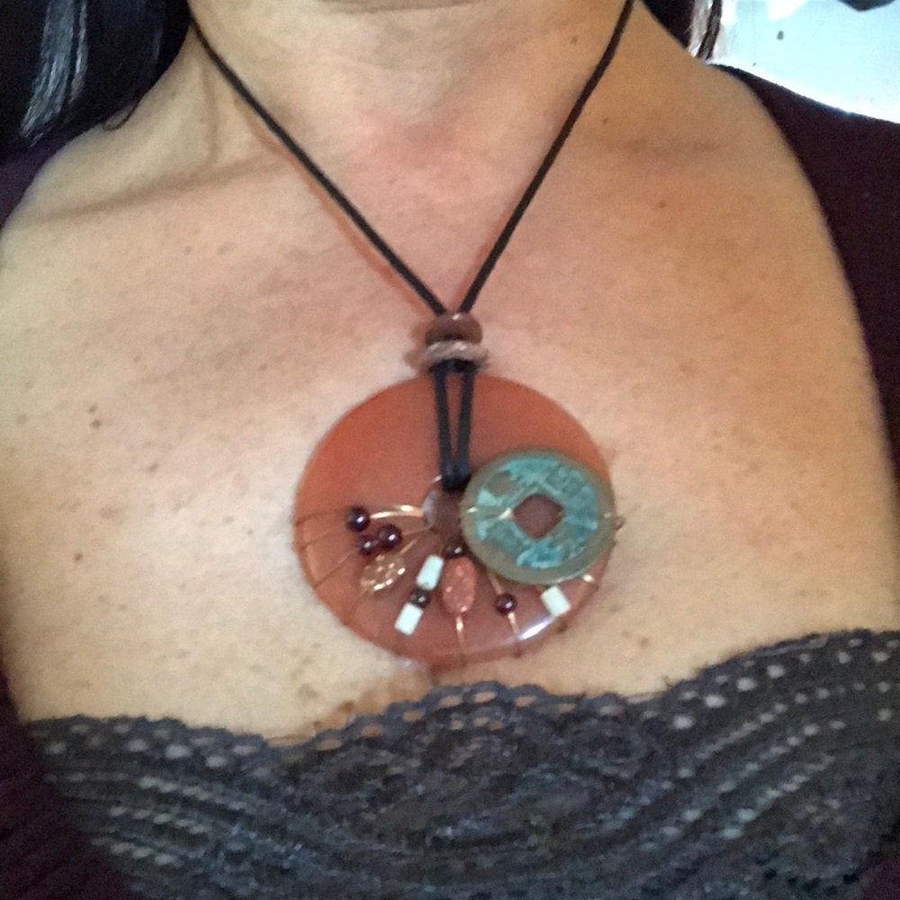 Stones,beads and coin necklace
